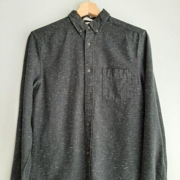 H&M 100% Cotton Button Down Casual Shirt Black Confetti Men's Sz XS - Picture 3 of 8